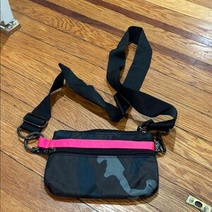 Chic Camouflage Crossbody Bag with Pink Accent